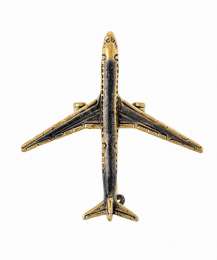 Брошь Самолет Ту-154 из бронзы и янтаря 